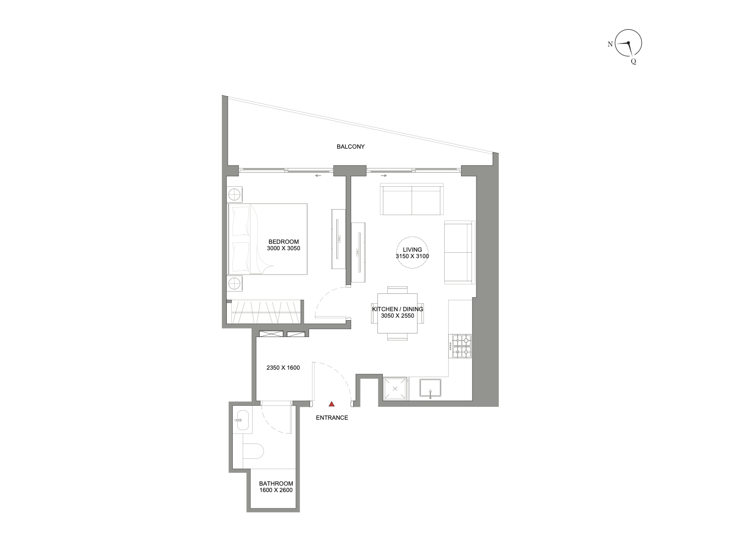 1 Bedroom Apartment Floor Plan